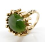 Nephrite jade set 9ct yellow gold ring