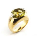 Lemon quartz diamond and 18ct yellow gold ring