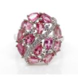 Pink tourmaline set sterling silver ring