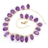 Amethyst and seed pearl necklace