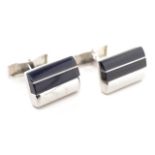 Rhodium sterling silver and onyx cufflinks