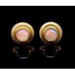 Opal and 8ct yellow gold stud earrings