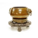 Good Chinese bronze bowl & stand