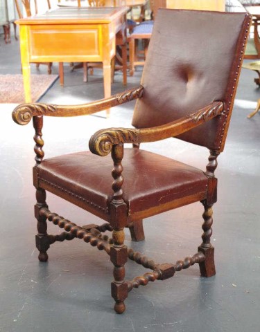 Antique Georgian revival oak armchair - Image 2 of 2