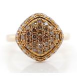 Cognac diamond set 18ct rose gold ring