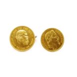 Napoleon III and Prussian gold coin cufflinks