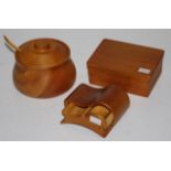 Two various Huon pine boxes & a lidded sugar pot
