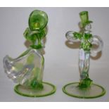Pair rare Murano green glass standing figures