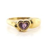 9ct yellow gold amethyst set heart ring