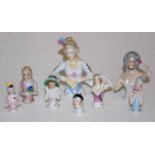 Collection eight various ceramic half dolls