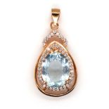 Aquamarine set silver gilt pendant