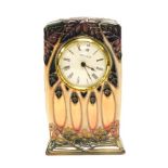 Moorcroft pottery pink cluny mantle clock.