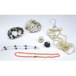 Coral, pearl and costume jewellery necklaces