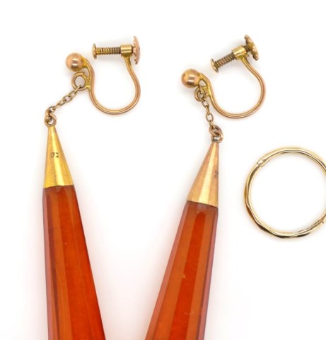 Two pairs of vintage yellow gold earrings - Image 2 of 2