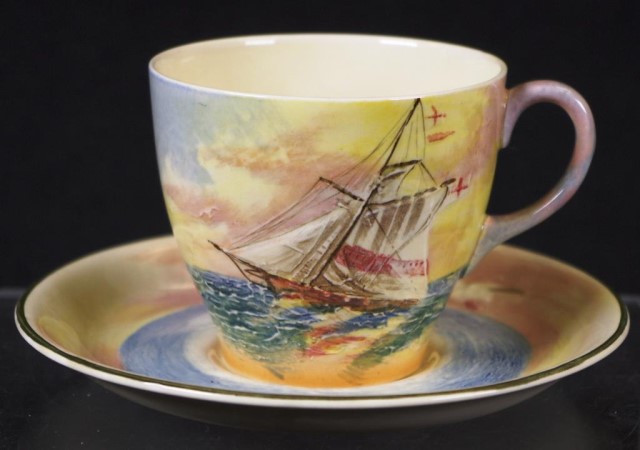 Doulton fourteen piece 'Famous Ships' part tea set - Image 8 of 9