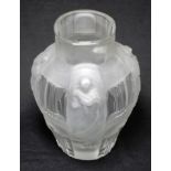 Czech art deco frosted glass mantle vase