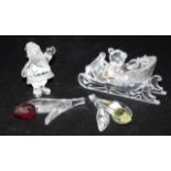 Five assorted Swarovski Crystal pieces