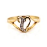 9ct yellow gold and diamond "V" ring