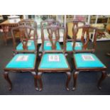 Good set six Chinese carved wood dining chairs