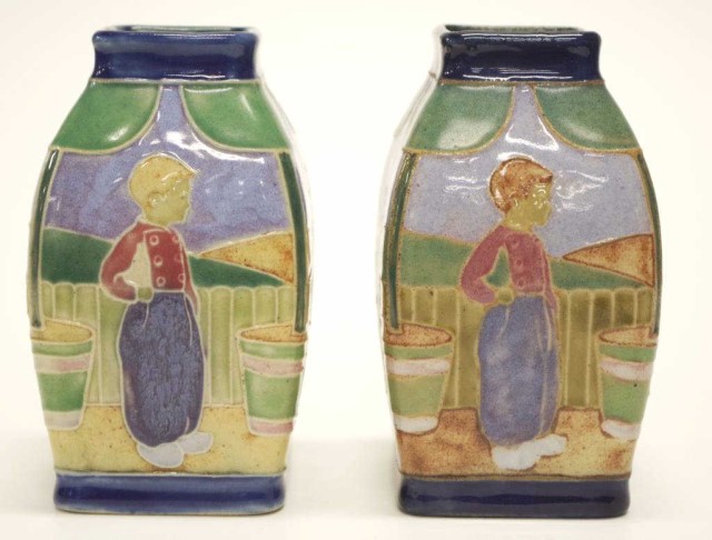 Two Doulton Lambeth Dutch vases - Image 3 of 6