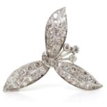 Antique diamond set platinum leaf & flower brooch