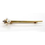 Mikimoto 9ct yellow gold art deco style brooch