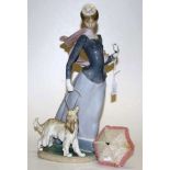 Lladro Woman with Dog figure