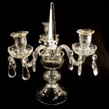 Bohemian crystal three branch candelabra