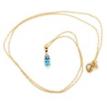 Topaz and diamond set 14ct gold pendant and chain