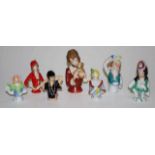 Collection seven various ceramic half dolls