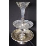 Good silver plate crystal epergne centre piece