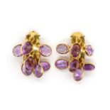 Amethyst set gold ear clips