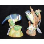 Two Crown Staffordshire hand painted bird figures