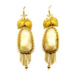 Victorian 18ct gold and teeth earrings