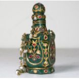 Bejeweled greenstone snuff bottle