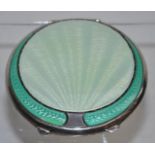 Silver & mint green guilloche enamel compact