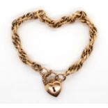 9ct rose gold bracelet and padlock clasp