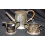 Edwardian three piece sterling silver teaset