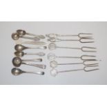 Collection four various silver condiment spoons