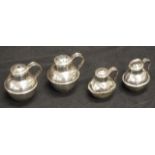 Two pairs sterling silver salt & pepper shakers