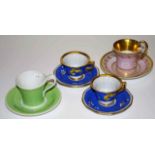 Four antique & other KPM cups & saucers