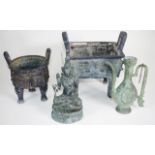 Three various Chinese archaic style bronze pieces