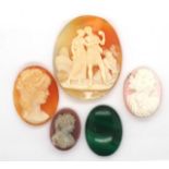 Four loose carved cameos