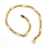 9ct yellow gold figaro chain bracelet