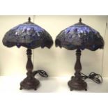 Two Tiffany style leadlight lamps
