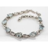 Aquamarine and sterling silver bracelet