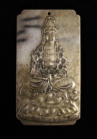 Chinese silvered Buddha amulet