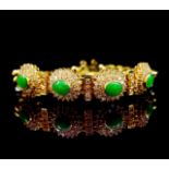 Jade and diamond set 18ct gold bracelet