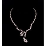 Crystal set sterling silver snake collar necklace