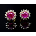 Natural pink sapphire and diamond earrings